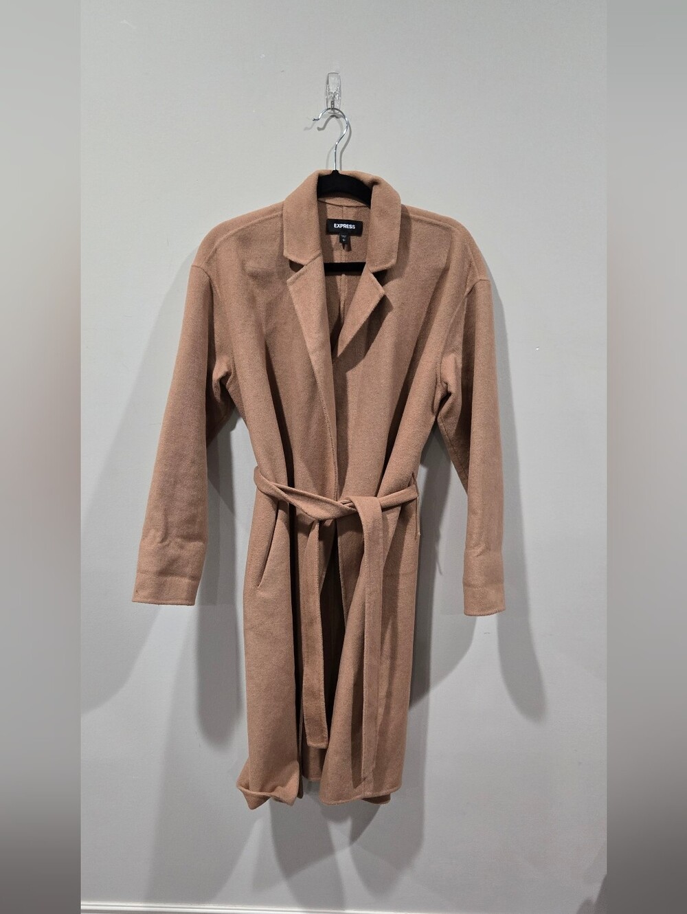 Express Women's Light Brown Belted Trench Coat Fall Winter Jacket Coat Warm